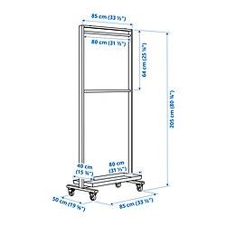 Measurement Illustration - MITTZON Frame with castors