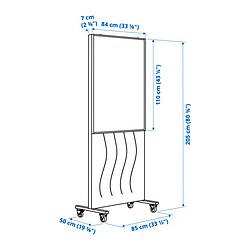 Measurement Illustration - MITTZON Frame with castors/acoustic screen/whiteboard/noticeboard