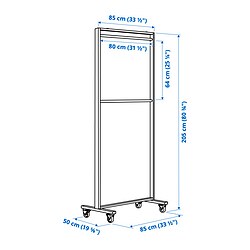 Measurement Illustration - MITTZON frame with castors/coat rack