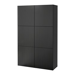 BESTÅ, storage combination with doors, Black-brown / Lappviken black-brown