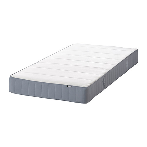 IKEA VESTMARKA: colchón gris, rectangular, firme con capa superior blanca.
