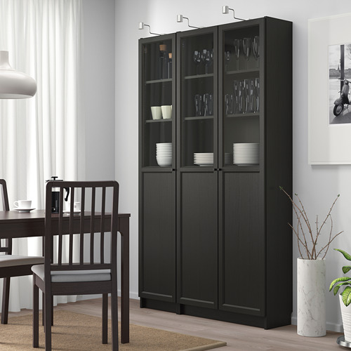 BILLY/OXBERG librero con panel/puertas vidrio