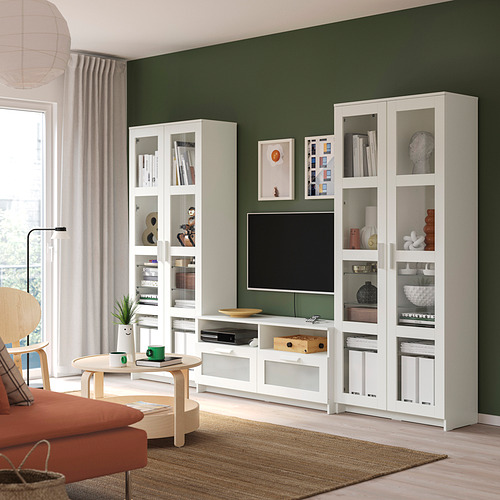 BRIMNES, TV storage combination/glass doors. 2 of 7 open dialog