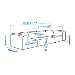 Measurement Illustration - STOCKHOLM 2025 sectional, 4-seat