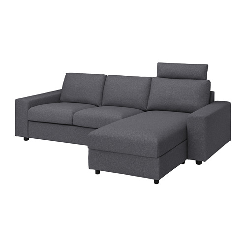 Sofá modular moderno gris oscuro con chaise, forma de L, cojines extraíbles.