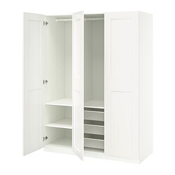 PAX/KAMMARTORP/GRIMO, wardrobe combination, GRIMO white