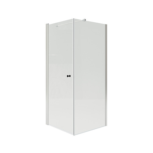 Ducha de vidrio transparente OPPEJEN con marco de aluminio, diseño minimalista.