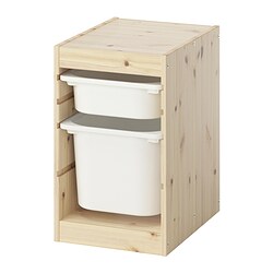 TROFAST, combinación almacenamiento+cajas, Pino teñido blanco claro / blanco