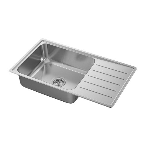 VATTUDALEN, Inset sink 1 bowl with drainboard and water trap. 1 of 6 open dialog