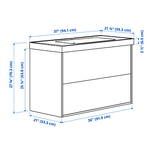 HAVBÄCK / ORRSJÖN, tocador de baño+cajones. 7 de 7 open dialog