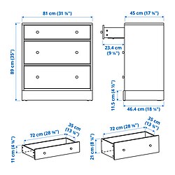 Measurement Illustration - HAVSTA 3-drawer chest