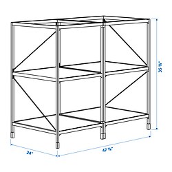Measurement Illustration - ENHET kitchen island frame with shelves