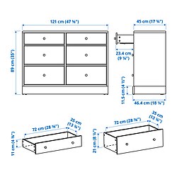 Ilustración de medidas - HAVSTA cómoda de 6 cajones