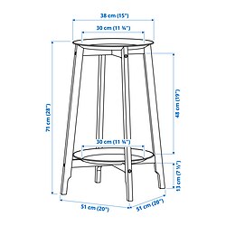 Ilustración de medidas - ALPVIDE pedestal para plantas