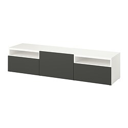 BESTÅ, banco para TV+cajones y puerta, Blanco / Lappviken gris oscuro