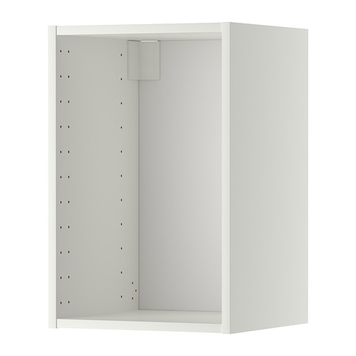 Mueble de pared METOD blanco, vacío, rectangular, con respaldo perforado para ventilación.
