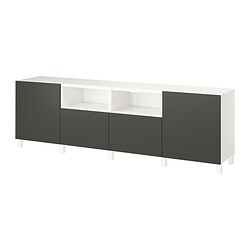 BESTÅ, TV bench with drawer runner, push-open, White / Lappviken dark gray