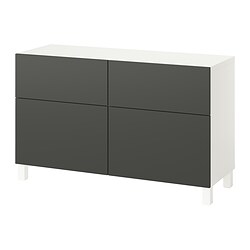 BESTÅ, storage combination with drawer runner, soft-closing, White / Lappviken dark gray