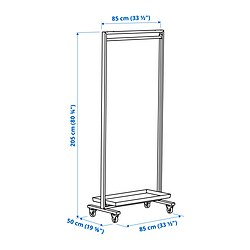 Measurement Illustration - MITTZON Frame with castors