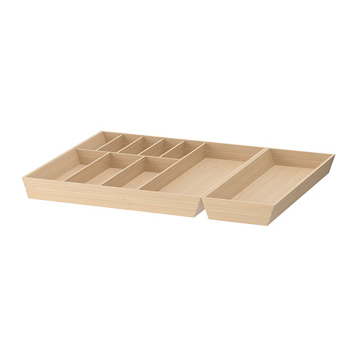 Organizador de cajones de madera UPPDATERA, beige claro. Compartimentos divididos, bambú y tablero de fibra.