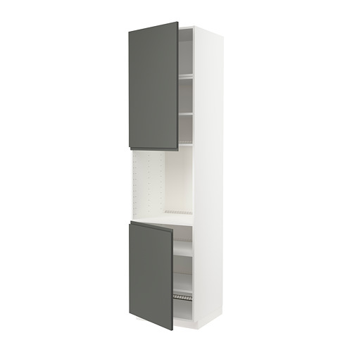 Mueble de cocina METOD con frentes de voxtorp gris oscuro. Armarios abiertos y cerrados de diseño moderno.
