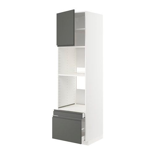 Mueble de cocina METOD, blanco y gris, diseño moderno. Estantes y cajones, cajones de cierre suave, estantes ajustables.