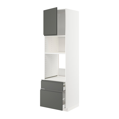 Mueble de cocina METOD, gris oscuro, blanco, moderno, alto, cajón extraíble.