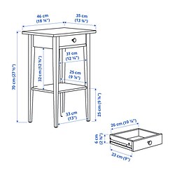 Measurement Illustration - HEMNES nightstand