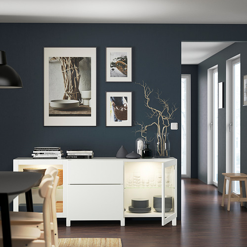 BESTÅ, mueble sala con guía para gaveta, apertura presión 2 de 7 open dialog