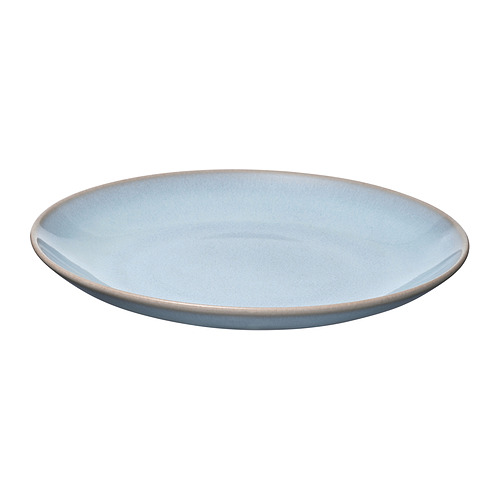 Vajilla redonda FÄRGKLAR azul claro, plato de gres esmaltado brillante.