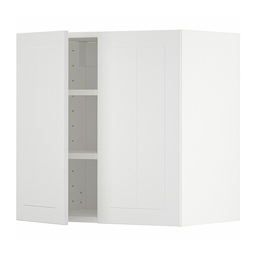 Mueble de cocina METOD blanco, diseño moderno, empotrado en la pared, con dos puertas y estantes ajustables.