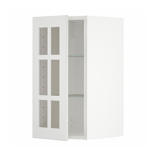 Mueble alto de cocina METOD blanco con tres estantes de vidrio ajustables, diseño moderno.