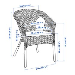 Ilustración de medidas - AGEN sillón con cojín