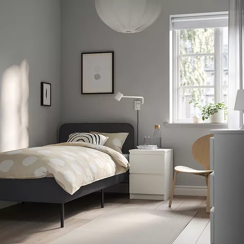 IKEA Santo Domingo - SLATTUM upholstered bed Twin, Vissle dark gray