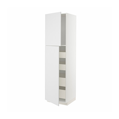 Mueble de cocina METOD blanco con estantes y cajones.