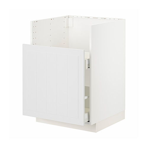 Un mueble de cocina METOD blanco con un diseño liso y panelado y un único cajón a la vista.