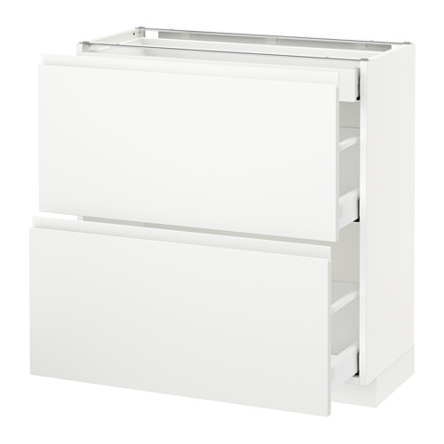 Mueble de cocina moderno blanco con diseño minimalista y tiradores integrados.