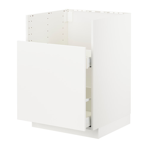 Juego de armarios de cocina METOD blancos con frente de cajón blanco, diseño elegante.