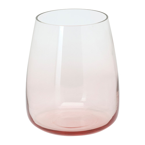 Jarrón de cristal rosa BERÄKNA. Forma redonda con parte superior transparente, parte inferior tintada. Diseño decorativo adecuado para la decoración del hogar.