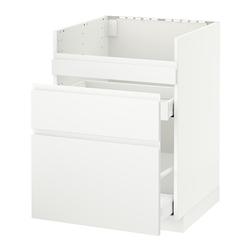 Mueble de cocina METOD blanco con dos cajones y estante extraíble.