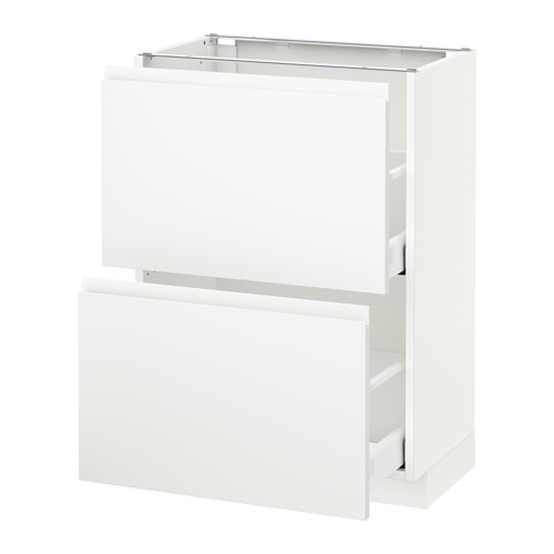Mueble de cocina blanco METOD: moderno, acabado blanco brillante, forma rectangular, dos cajones, diseño elegante.