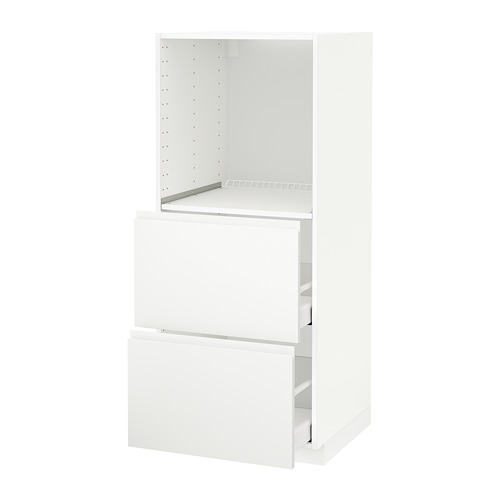 Mueble de cocina METOD blanco de ikea con cajones y parte superior abierta.