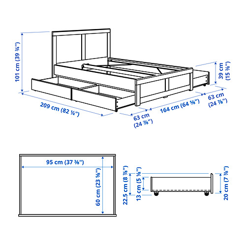 FÅGELFJÄLLET, base de cama+4 cajones. 8 de 8 abrir diálogo