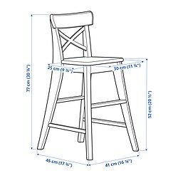 Ilustración de medidas - INGOLF silla para jóvenes