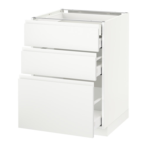 Mueble de cocina METOD blanco con tres cajones, diseño minimalista.