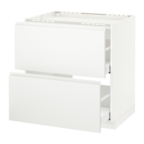Un mueble de cocina METOD blanco con cajones. Tiene un diseño moderno y minimalista, hecho de tableros de partículas y lámina de melamina.