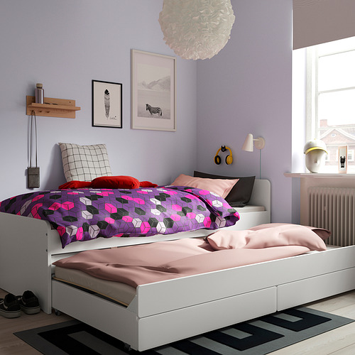 SLÄKT, bed frame with underbed and storage & LURÖY slatted 3 of 8 open dialog