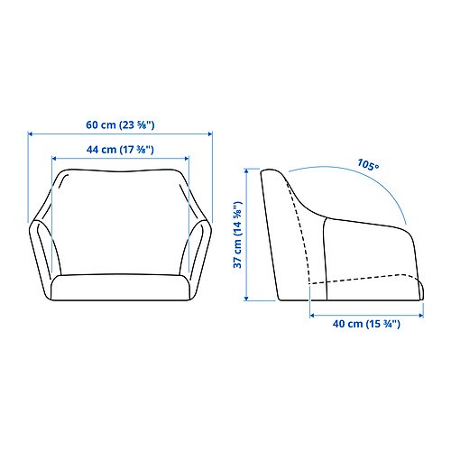 Ilustración con medidas del producto: TOSSBERG.