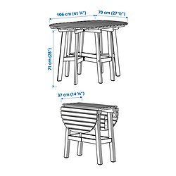 Ilustración de medidas - ASKHOLMEN Mesa plegable con 4 sillas exterior