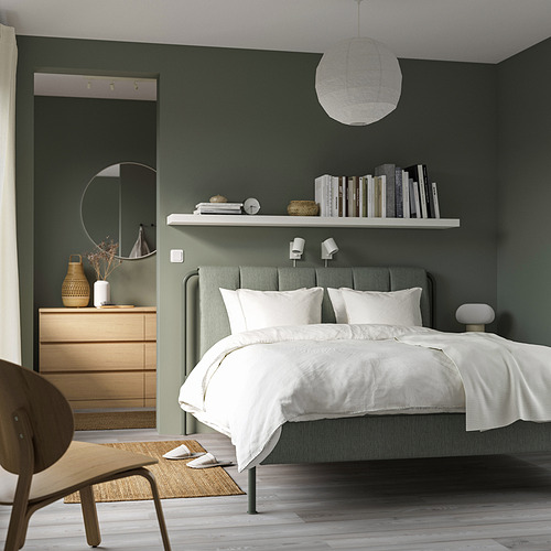 TÄLLÅSEN, upholstered ueen bed with mattress 3 of 16 open dialog